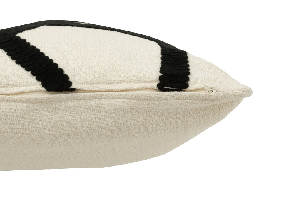J-Line kussen Streep - textiel - wit/zwart