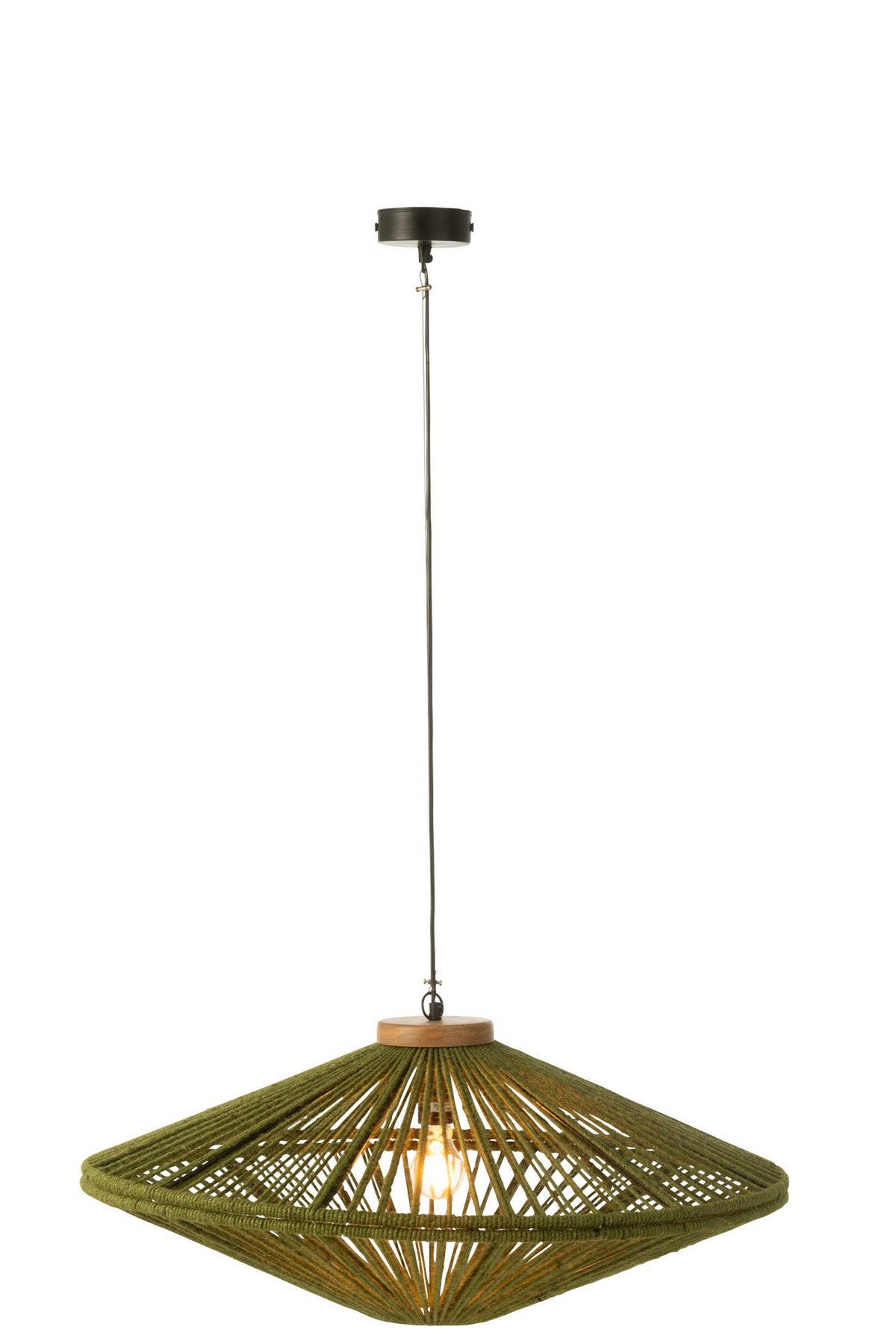 J-Line Hanglamp Ovni Ijzer/Jute Groen Medium