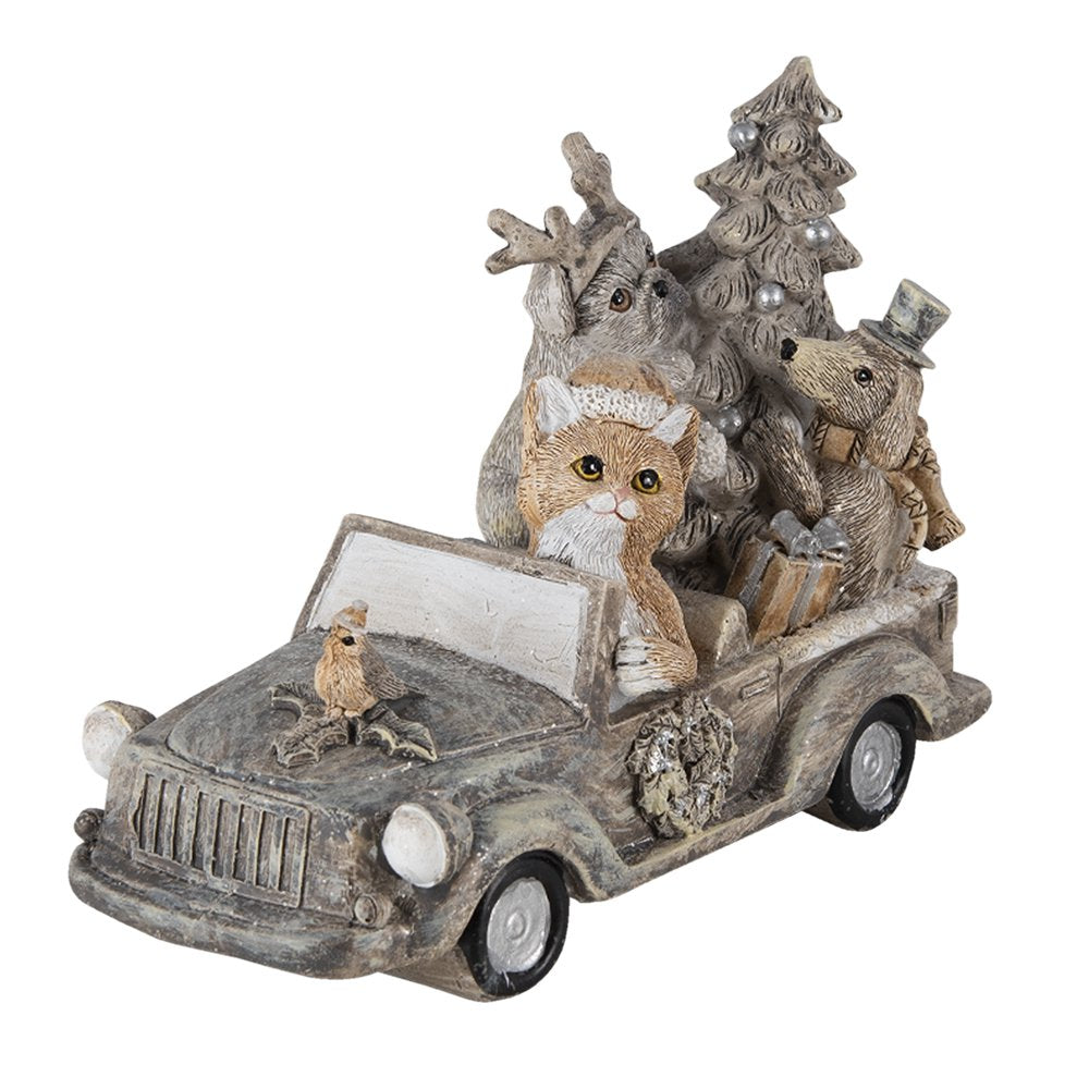 Beeld Dieren 16x8x11 cm Grijs Beige Polyresin Dieren Kerstdecoratie