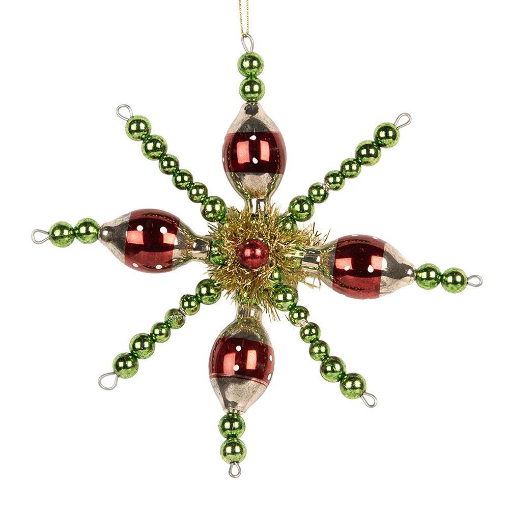 Kersthanger 16x3x16 cm Groen Glas