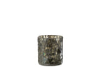 J-Line kaarshouder Mozaiek - glas - grijs/groen - small