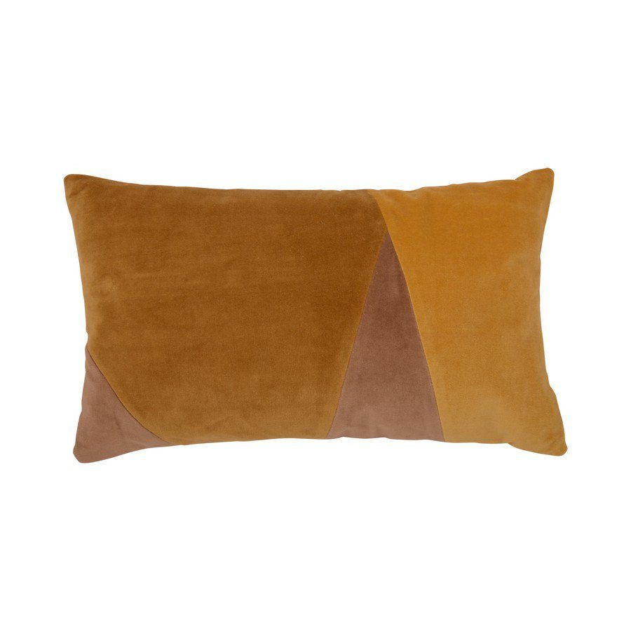 Patchwork Velvet kussen geel 30x50cm
