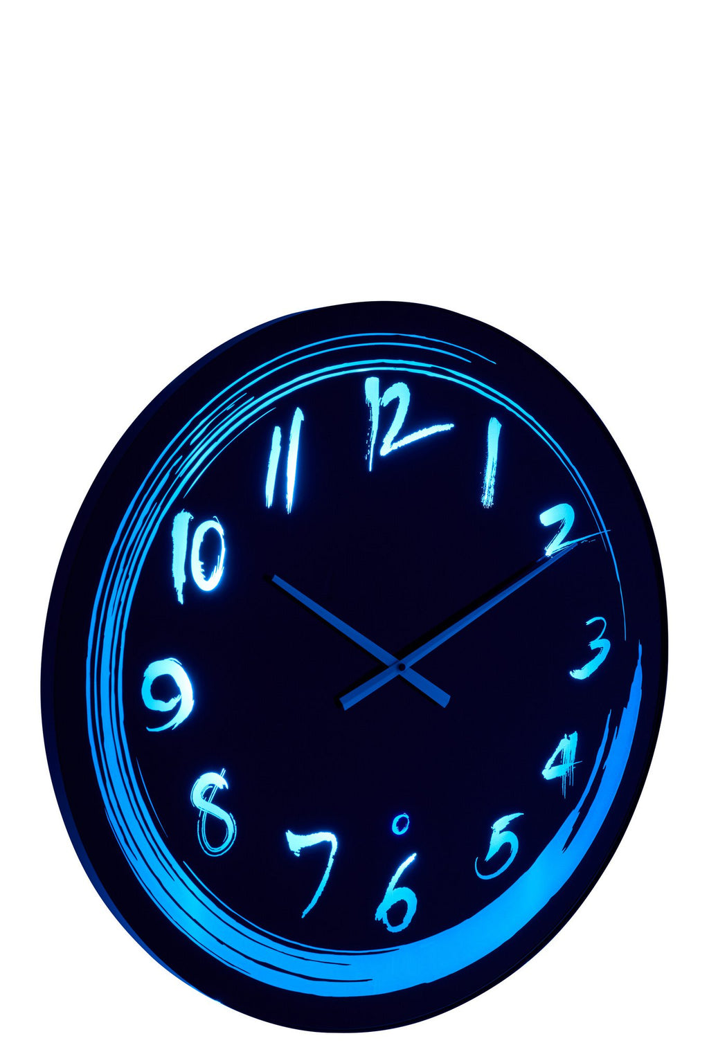 J-Line klok Blauw Licht - glas - zwart - LED lichtjes