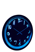 J-Line klok Blauw Licht - glas - zwart - LED lichtjes