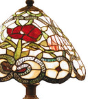 Tiffany Tafellamp Ø 32x47 cm Beige Groen Glas Roos Tiffany Bureaulamp
