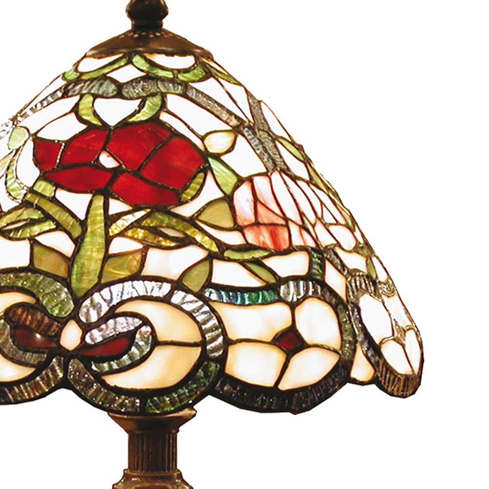 Tiffany Tafellamp Ø 32x47 cm Beige Groen Glas Roos Tiffany Bureaulamp