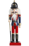 Wooden nutcracker with black helmet