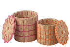 J-Line mand - papier - oranje/roze - set van 2