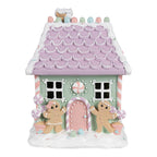 Gingerbread house 17x14x21 cm Groen Roze Kunststof Peperkoekhuisje