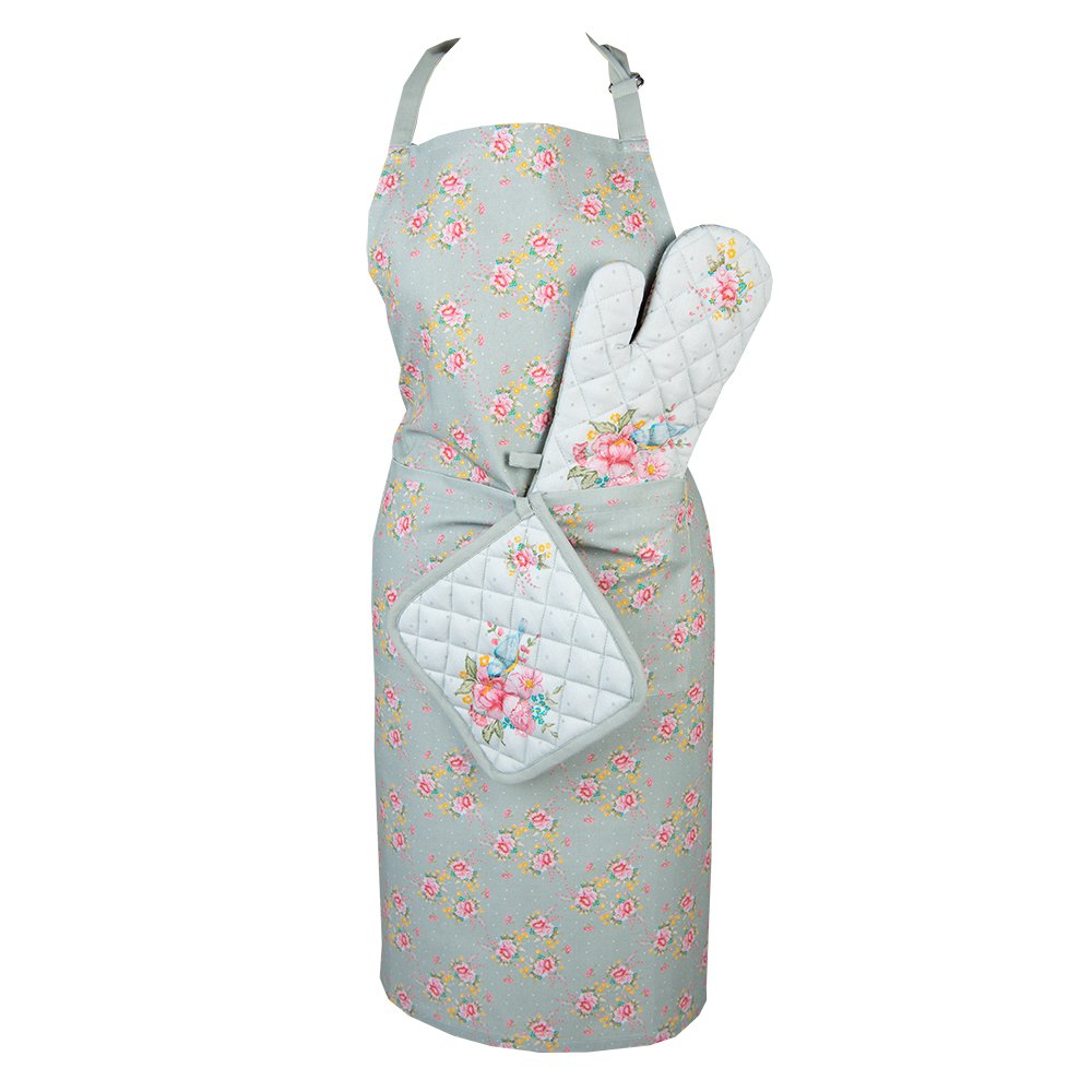 Keukenschort 70x85 cm Groen Katoen Bloemen BBQ Schort