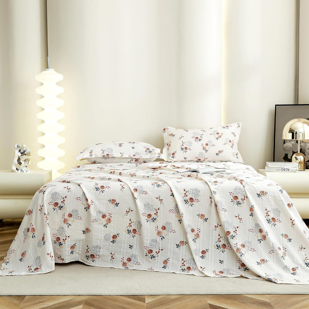 Laken King Size - Cloud Cotton 300 TC - Bloemenmotief (270x250cm)