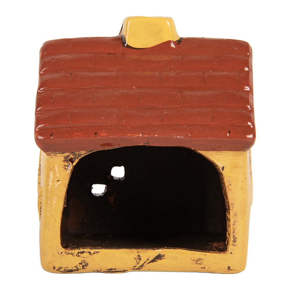 Waxinelichthouder Huis 8x7x10 cm Geel Keramiek