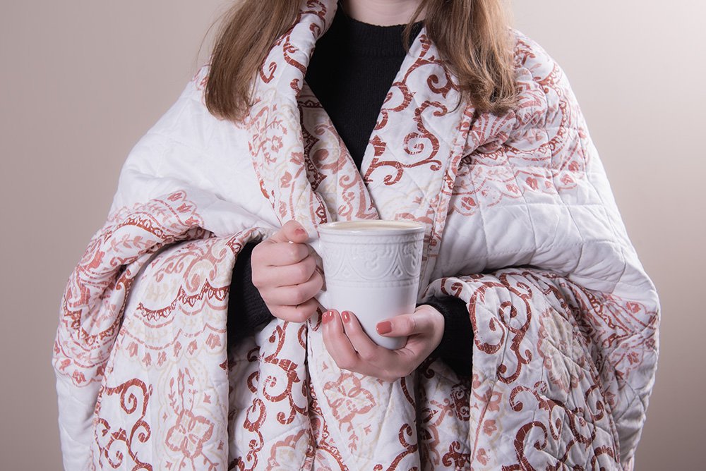 Bedsprei 2-persoons Wit Rood Katoen Sprei