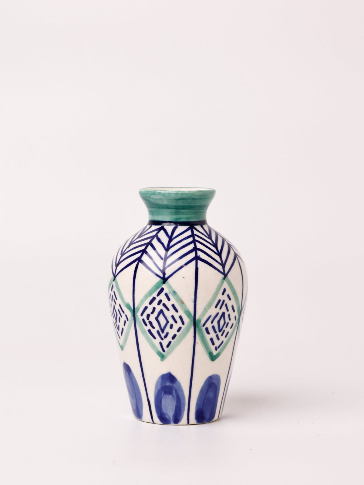 Handgeschilderde keramische vaas - Set van 3, 10 cm hoog