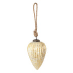 Kerstbal Ø 7 cm Wit Geel Glas Kerstdecoratie