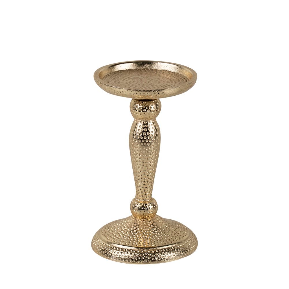 Kandelaar gehamerd champagne goud 16,5x10cm
