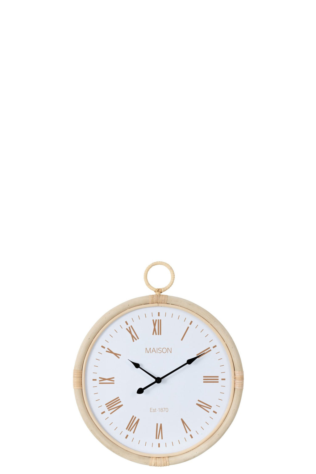 J-Line klok Kyr - rotan - naturel/wit - small - Ø 48 cm