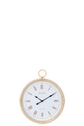 J-Line klok Kyr - rotan - naturel/wit - small - Ø 48 cm