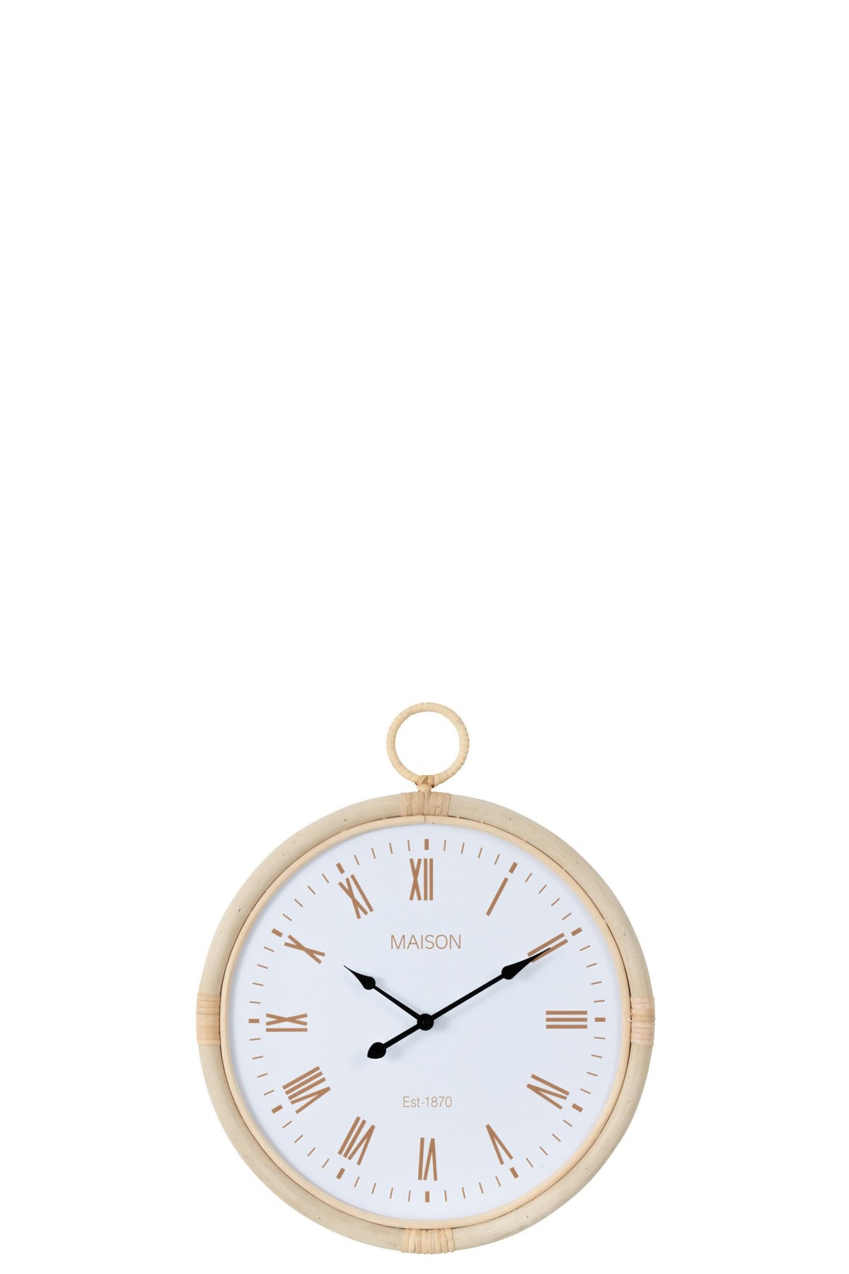 J-Line klok Kyr - rotan - naturel/wit - small - Ø 48 cm