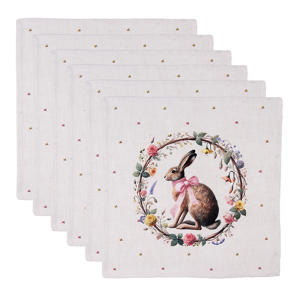 Servetten Katoen Set van 6 40x40 cm Beige Katoen