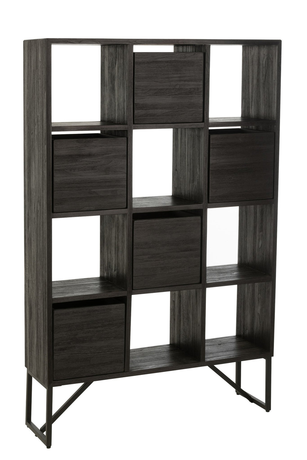 J-Line kast Met Lades - gerecycleerd hout - zwart