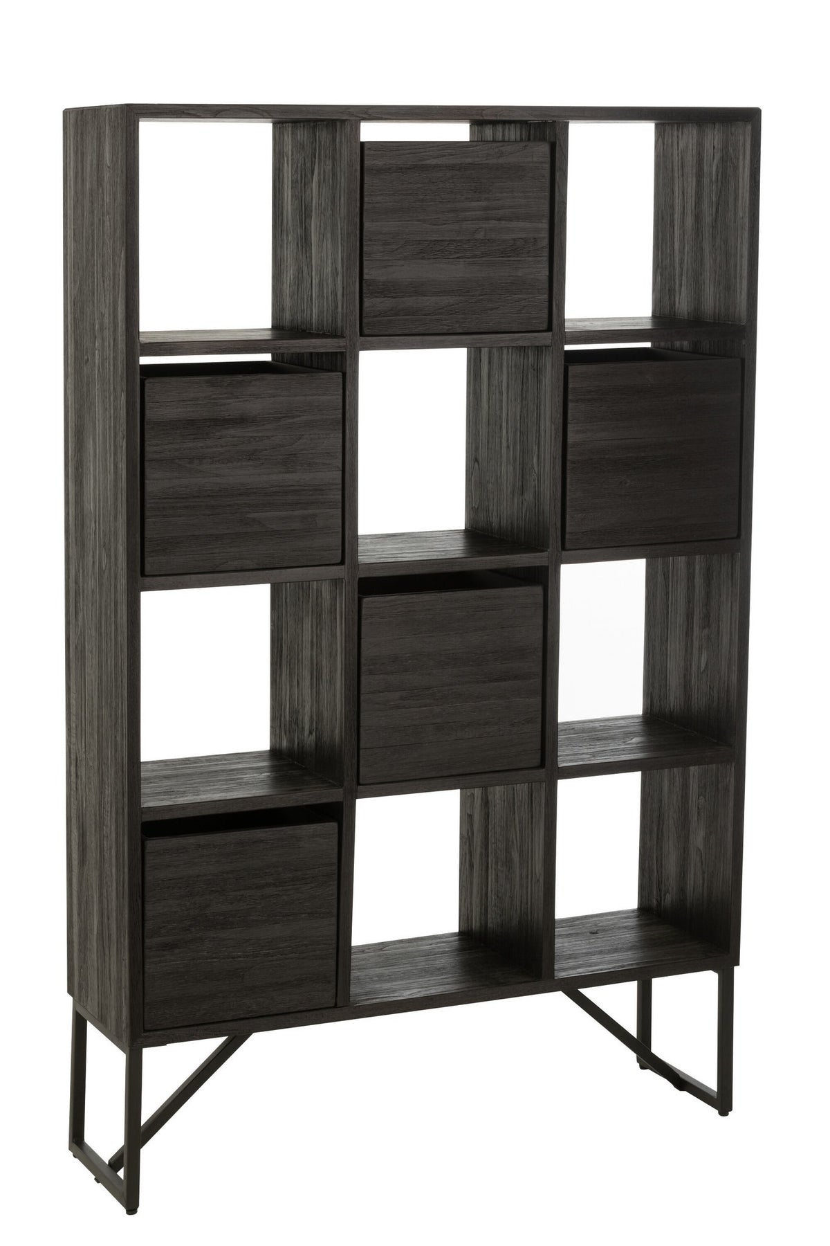 J-Line kast Met Lades - gerecycleerd hout - zwart
