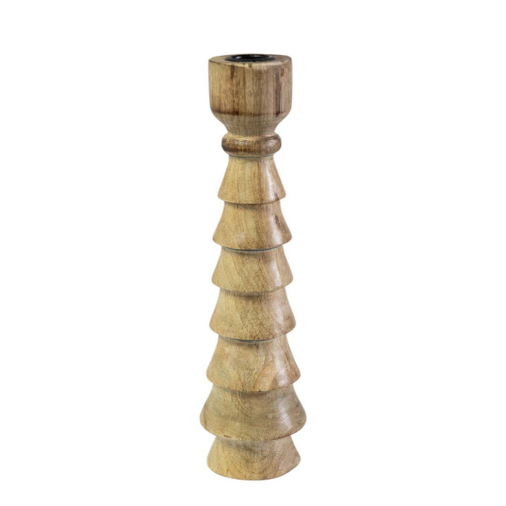 Candle Holder mango hout bubbel 25cm