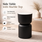 Marmeren Drum Bijzettafel - Zwart Ijzer - Modern Design
