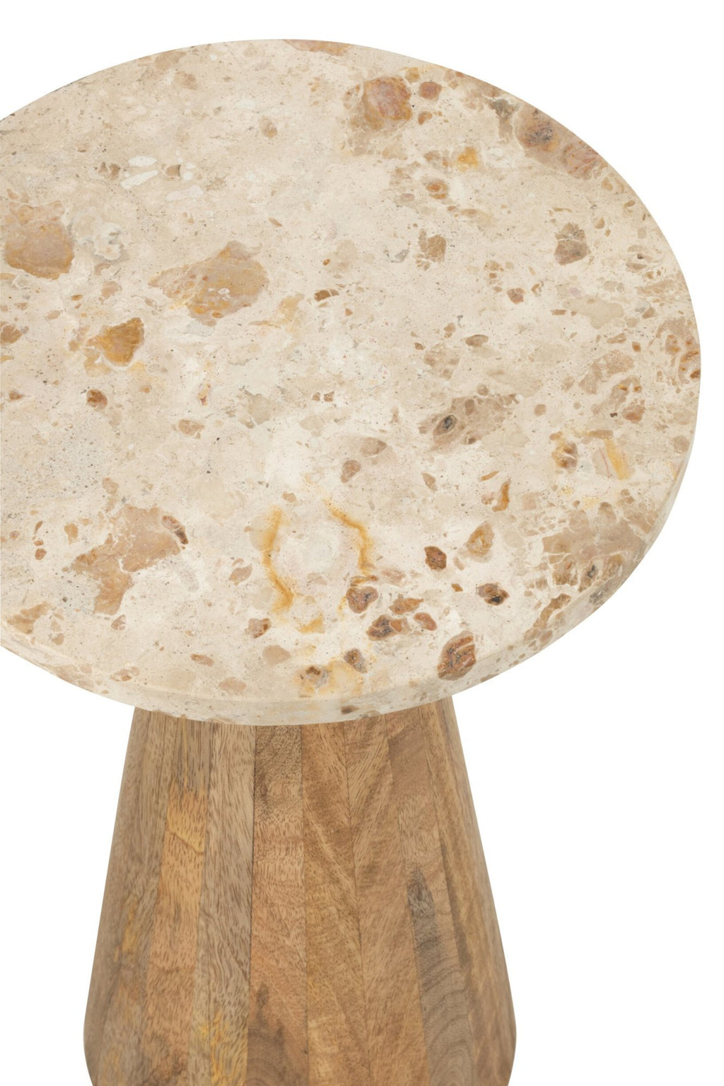 J-Line bijzettafel Rond Marmer - hout - beige/bruin - set van 2