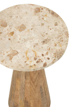 J-Line bijzettafel Rond Marmer - hout - beige/bruin - set van 2