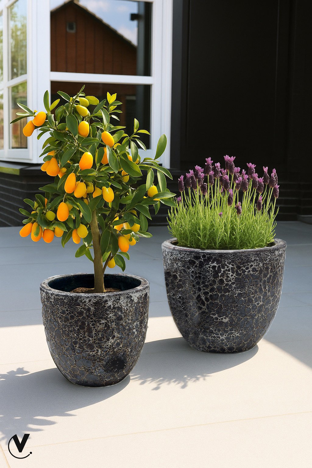 Plantenpot - Laki relic black set Ø36/25 x H34/25 cm - (set van 2 stuks)