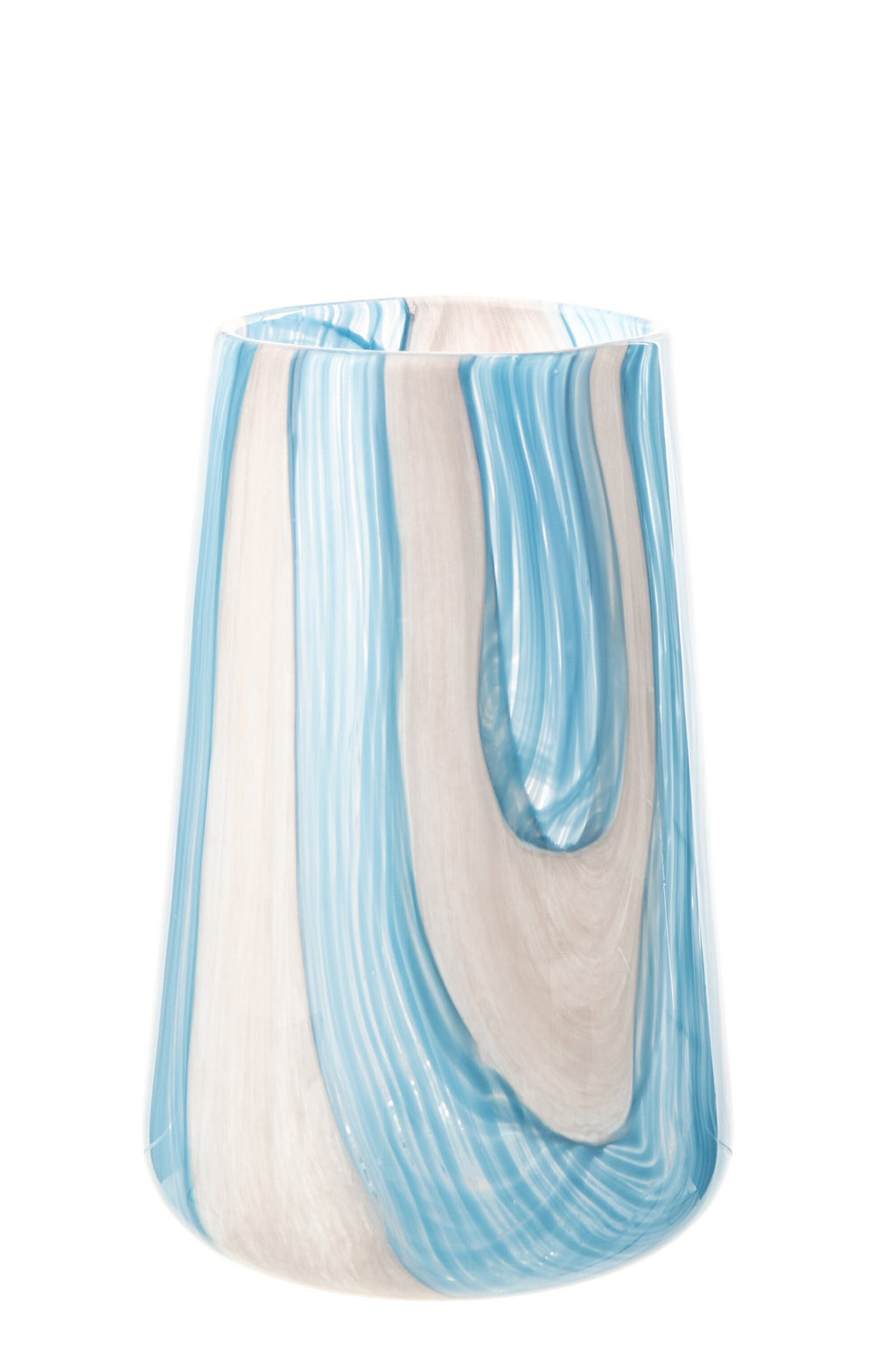 J-Line windlicht Gestreept - glas - azuurblauw - L