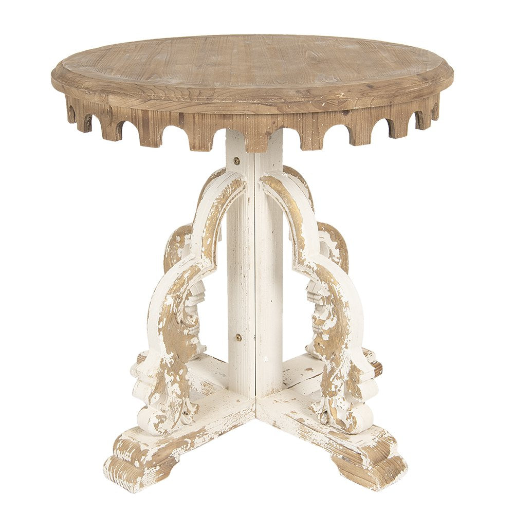 Bijzettafel Rond Ø 80x81 cm Bruin Wit Hout Sidetable