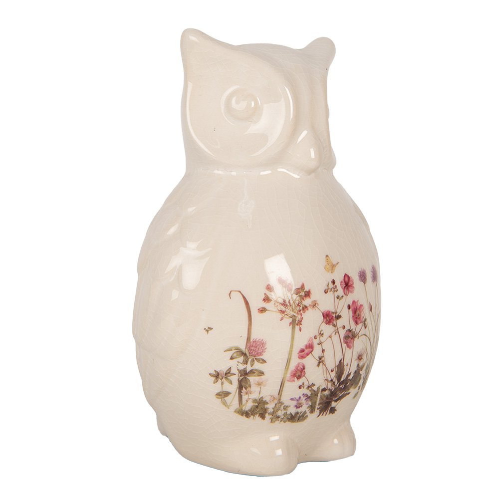 Decoratie Beeld Uil 11x10x17 cm Beige Roze Keramiek