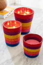 J-Line geurkaars Mand - Woody Aurora - glas - mix - medium - 55U