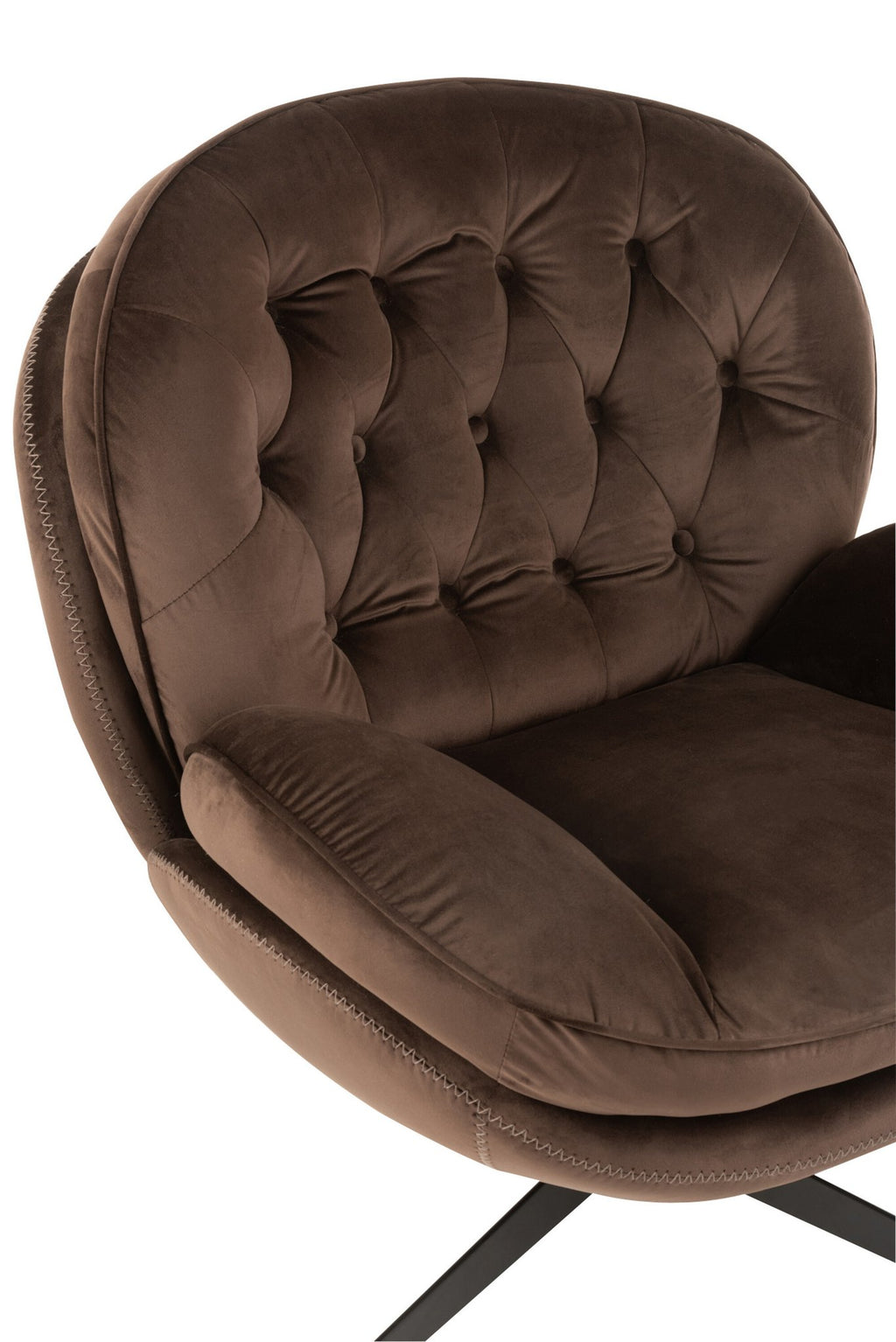 J-Line zetel Relax -+ voetbank - metaal/textiel - donkerbruin