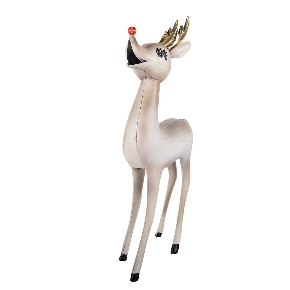Kerstdecoratie met LED-verlichting Hert 28x10x55 cm / 2xAAA Beige Metaal