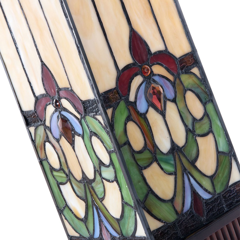 Tiffany Tafellamp 17x17x44 cm Beige Blauw Glas Tiffany Bureaulamp