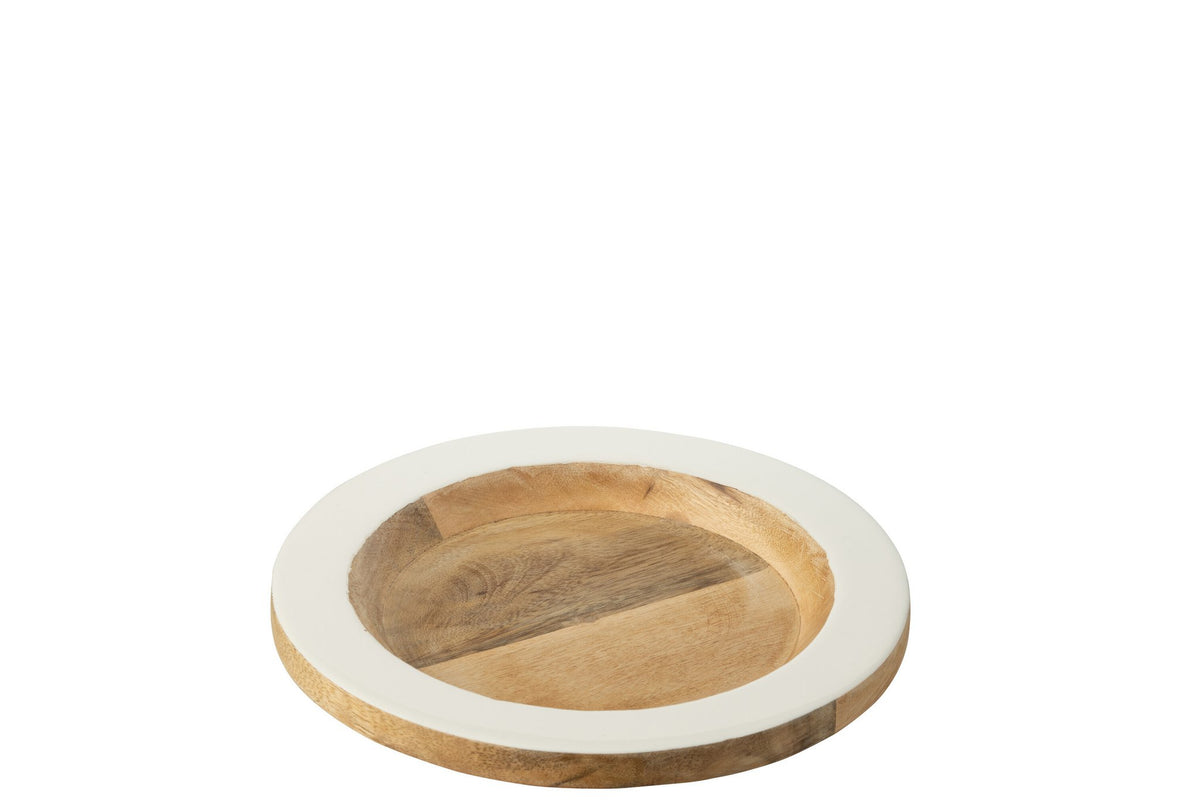 J-Line decoratie Plateau - hout - wit/naturel - S