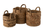 J-Line mand Gevlochten - raffia - naturel - set van 3