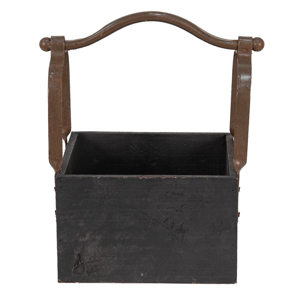 Mand 24x19x28 cm Zwart Hout Bakje