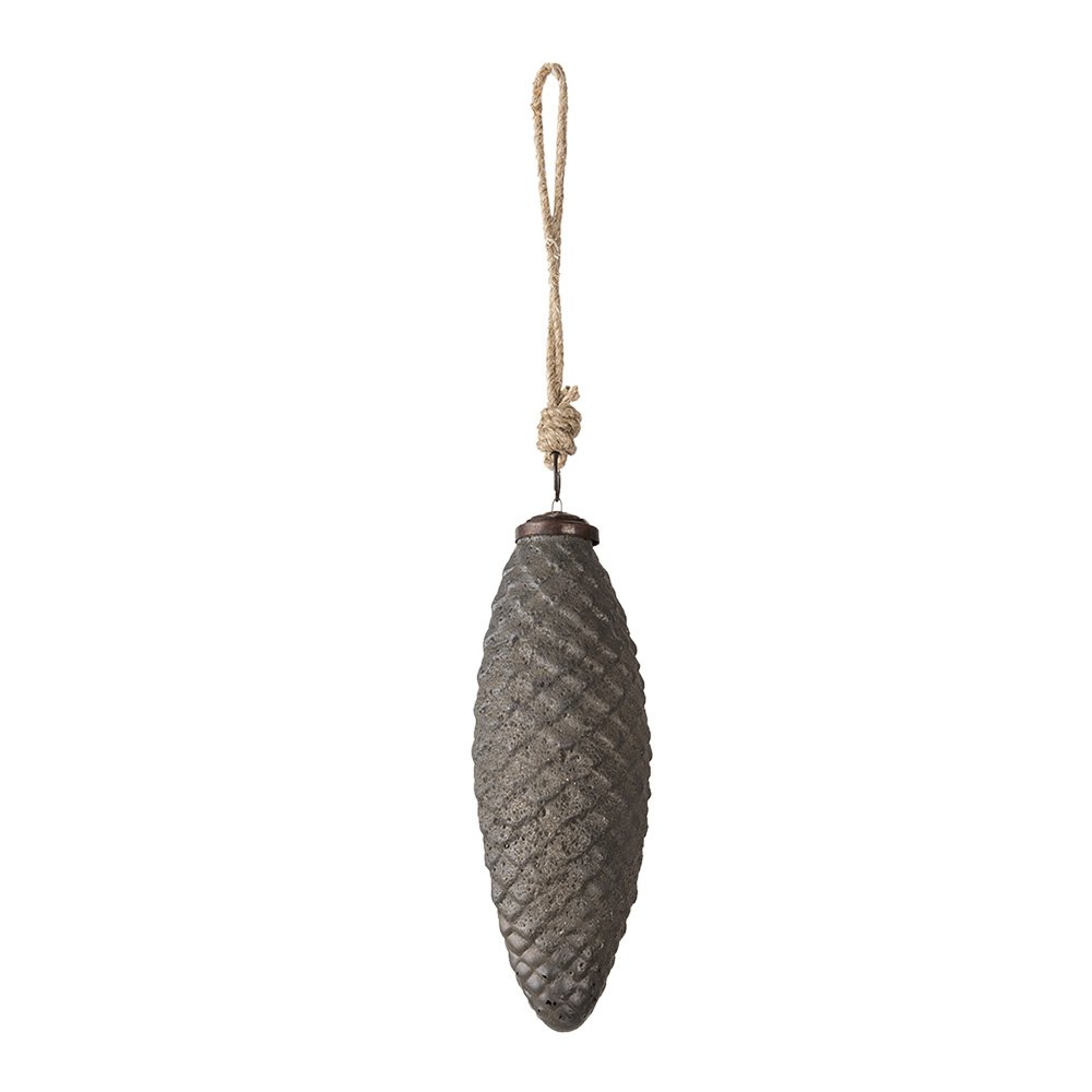 Kerstbal XL Dennenappel Ø 6 cm Grijs Glas Kerstboomversiering