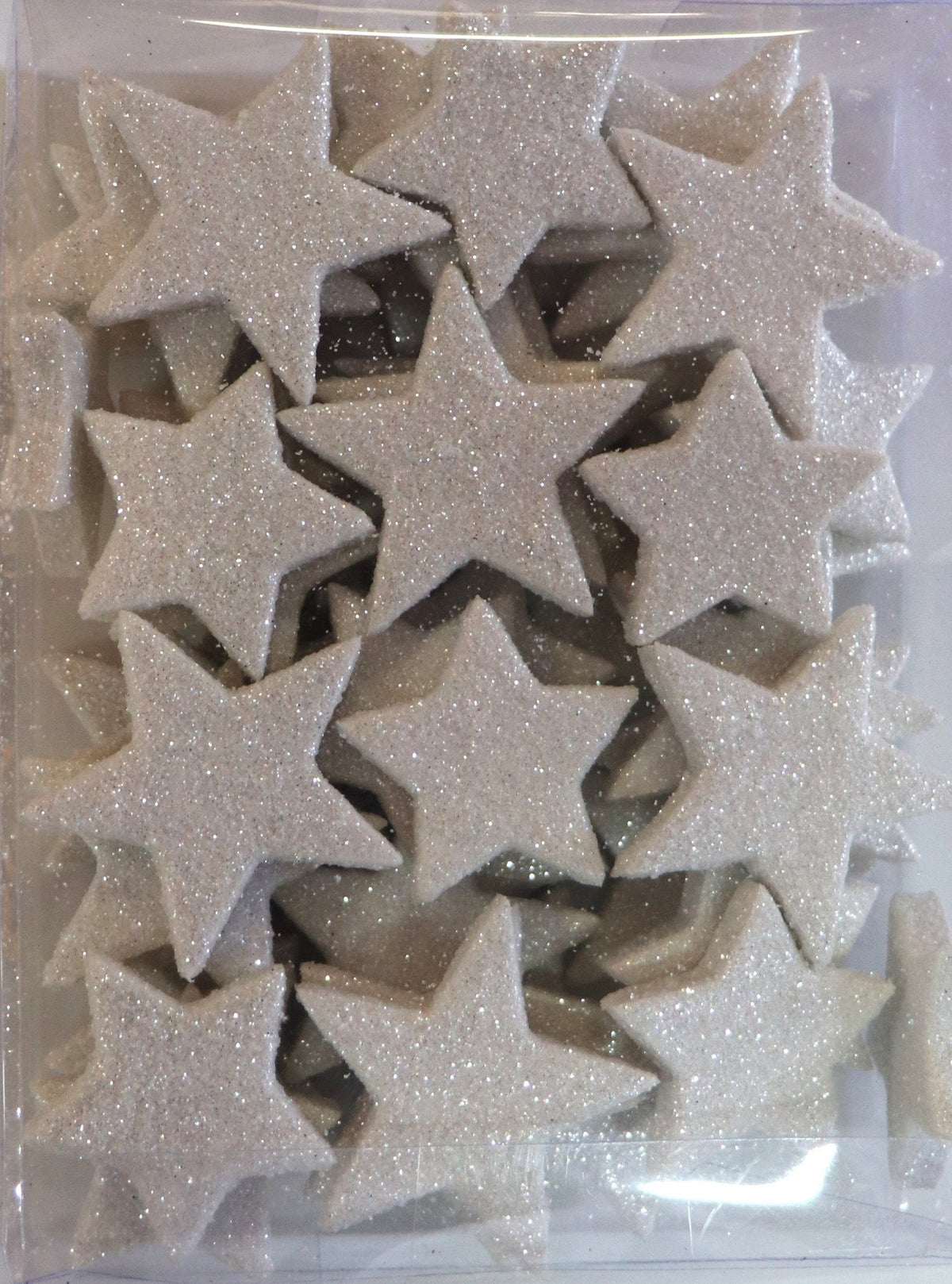 Foam sterren glitter 48st 4/5cm wit