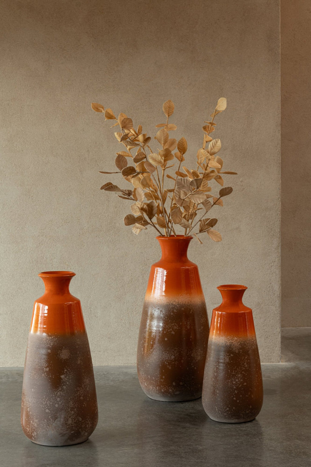 J-Line Vaas - keramiek - oranje/donkerbruin