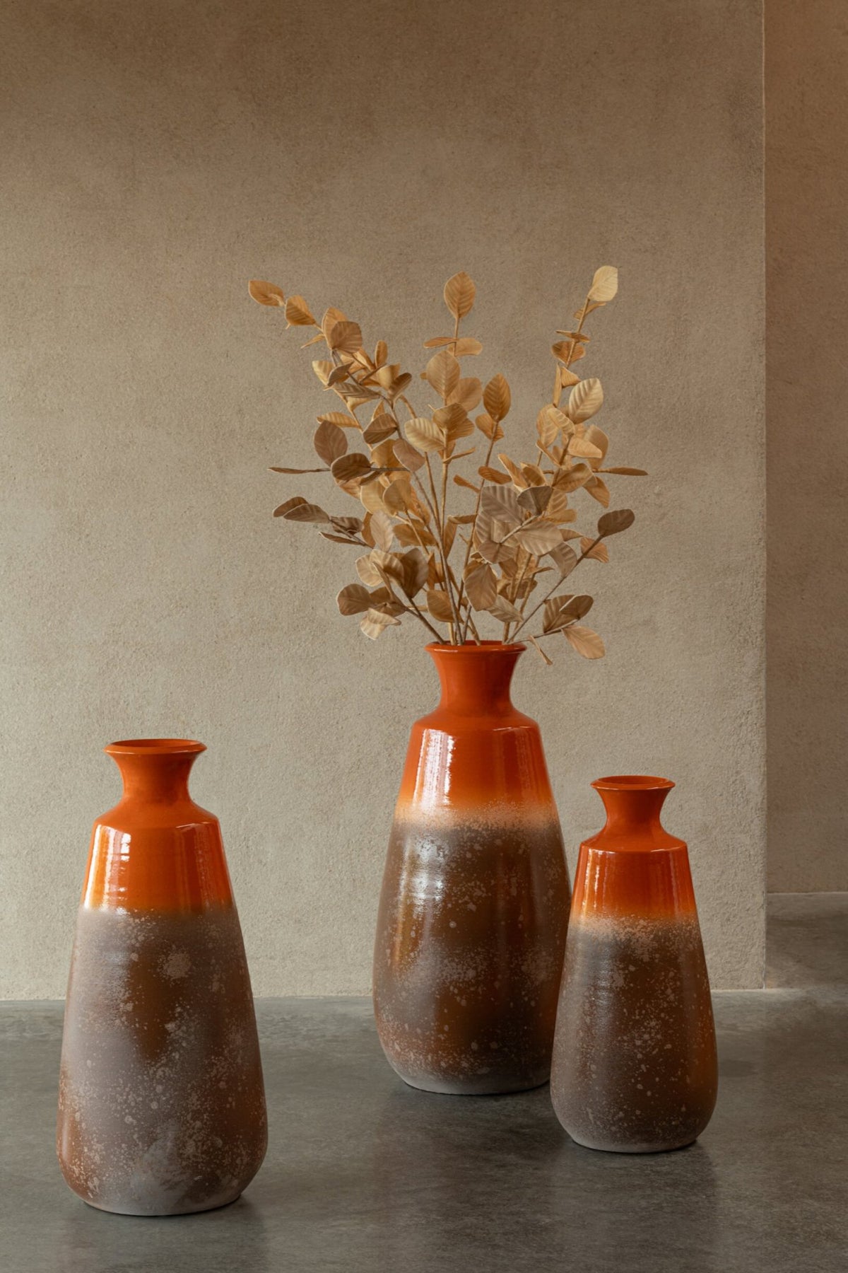 J-Line Vaas - keramiek - oranje/donkerbruin