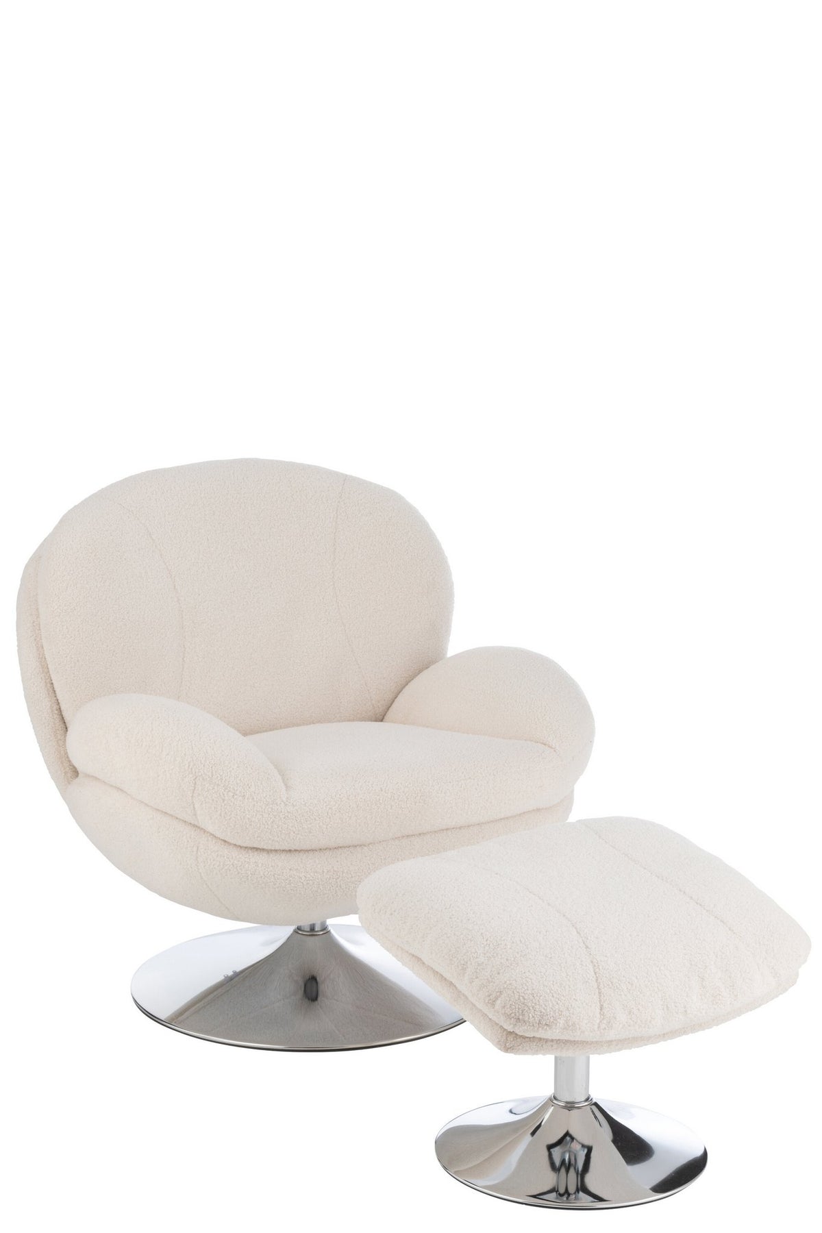 J-Line zetel Relax + Voetbank - metaal/multiplex - creme/zilver