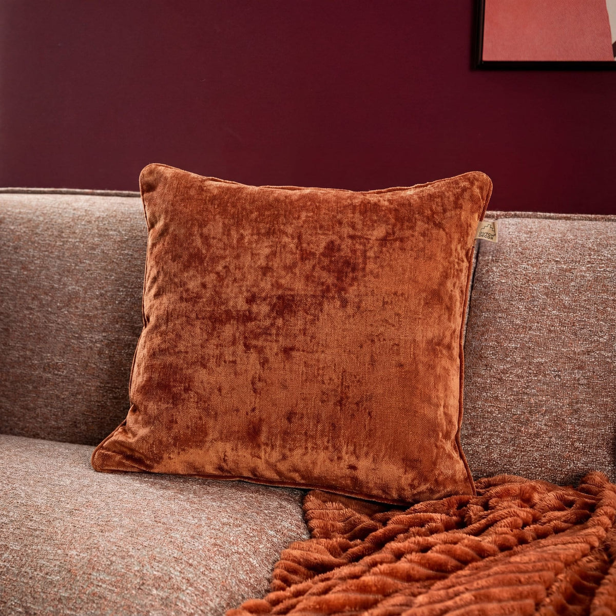 Dutch Decor Lewy - Kussen 45x45 cm - Potters Clay - Oranje