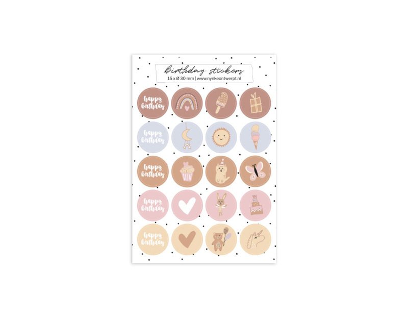 Stickervel A5 | birthday girls stickers