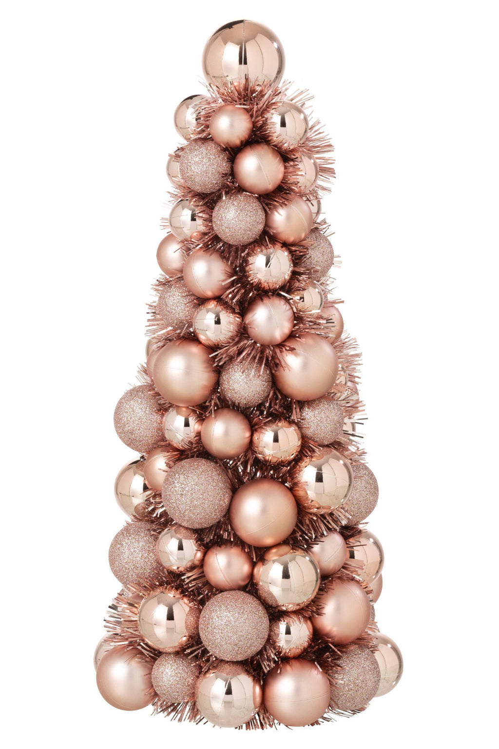 J-Line Kegel met kerstballen - PS - lichtroze