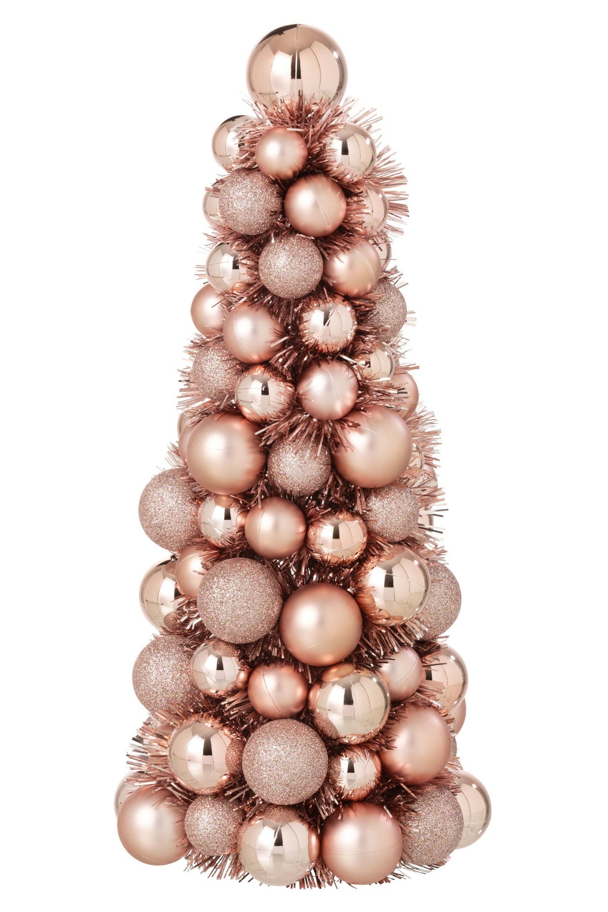 J-Line Kegel met kerstballen - PS - lichtroze